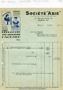 Paris XX ème 26 Rue du Volga - Petite Entête Société ASIE Tue les Mites de 1937 - Picture 1 of 1