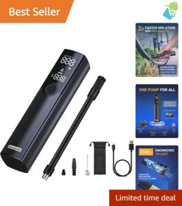 Portable Electric Bike Pump with 120PSI, Three Valve Adapters & Digital Display - Picture 1 of 10