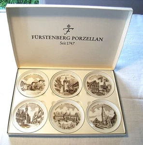 Tellerchen 6 x Fürstenberg, Stadtmotiv Marbach am Neckar, Porzellan Untersetzer - Bild 1 von 2