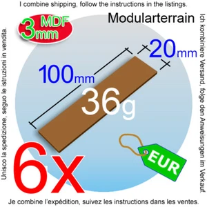 6x 3mm MDF Base 20x100mm 100x20mm 20mm 100mm Cavalry Tank Bike War Hammer 40k - Imagen 1 de 7