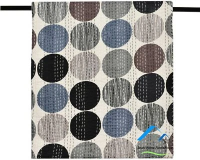 Colcha edredón King Kantha con estampado de lunares gris algodón indio Gudari Foto 1 de 4