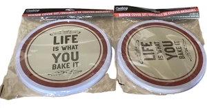 Cooking Concept Burner Covers Life Is What You Bake It Set 4 8" 10" 2 Of Each - Picture 1 of 2