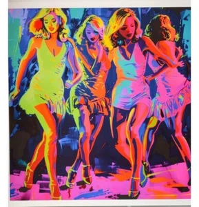 "Dance in Pop Art" M.R. Arroyo Light Frame 60x60 Opera Unique Certified - Picture 1 of 8
