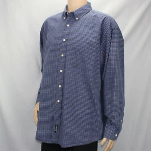 Camisa grande de manga larga a cuadros azul cuello con botones American Eagle Outfitters para hombre - Imagen 1 de 8