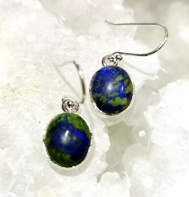 Ohrringe mit Azurit - Malachit Steinen, 925er Silber - Blau - Grün - - Bild 1 von 4