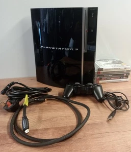 Sony PlayStation 3 Fat Phat CECHM03 Black console 80gb With Controller 5 Games - Picture 1 of 7