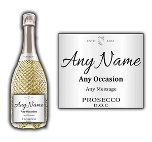 Personalised Label Stickers Prosecco Wine Champagne Party Supplies Birthday - Picture 1 of 2