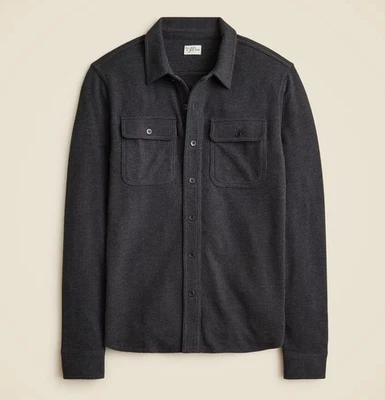 Camisa de franela J Crew para hombre suéter con cuello negro súper suave con botones Foto 1 de 4