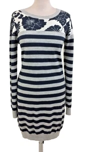 Armani Jeans Women's Sweater Dress Size L (Euro 44) Grey Striped Mini Used F1 - Picture 1 of 9