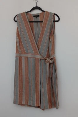 Mono para mujer Lafayette 148 New York talla 6 lino sin mangas rayas Oaklyn Foto 1 de 4