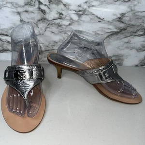 Sandalias de tacón COACH plateadas Alberta Kitten zapatos para mujer talla 9 - Imagen 1 de 10