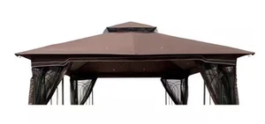 Gazebo Doppio Tettoia 10x10 Ft Patio Ricambio Tettoia Top Tessuto,Marrone - Foto 1 di 3