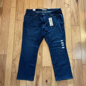 Levis Jeans NWT Women 24W 414 Relaxed Classic Straight Mid Rise Denim Dark Wash - Picture 1 of 16