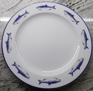 1 - Plato de picar de cena Ten Strawberry Street 12" azul salmón y borde de banda azul - Imagen 1 de 7
