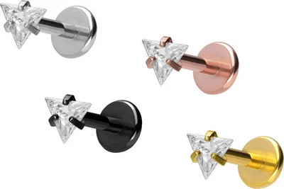 PIERCINGLINE  Piercing Stecker Titan Labret mit Push Fit EINGEFASSTES - Bild 1 von 4