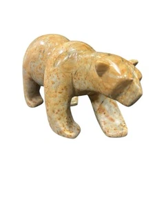 Inuit Alaskan Art Soapstone Polar Bear Sculpture 10" Signed Eric Tetpon III - Picture 1 of 9