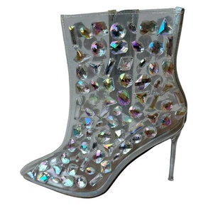 Steve Madden Boots Instinct Clear Rhinestone Ankle Boot Women's Size 5.5 - Picture 1 of 11