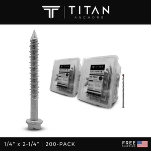 200-Pack 1/4" x 2-1/4" 410 Stainless Steel Hex-Head Concrete Anchor Screws - Picture 1 of 6