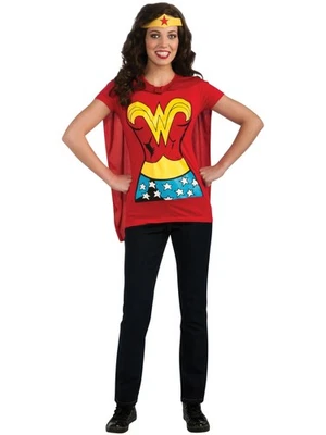 DC Comics: Wonder Woman Costume T-Shirt With Cape And Headband for Adults, Wo... - Image 1 of 4