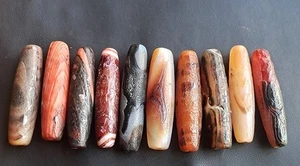 10 encantadoras cuentas de ágata antiguas naturales tibetanas raras AY - Imagen 1 de 8