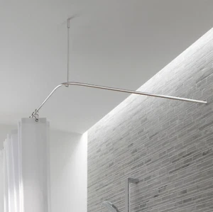 Duschvorhangstange L-Form 170 x 70 cm über Eck Edelstahl massiv - PHOS Design - Bild 1 von 12