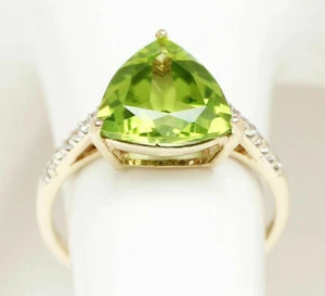 Schöner Damenring 9 Karat 375 Gold 1,92 g Gelbgold Peridot Zirkone Gr. 54 - Bild 1 von 3