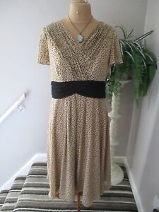 BEAUTIFUL JACQUES VERT SAND AND BLACK DRESS SIZE 16
