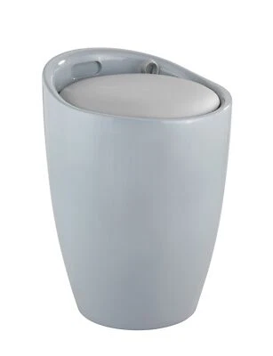 WENKO Bad Hocker CANDY grau Wäsche Korb Sammler 20 L Sack Sitz Sortierer Box WC - Bild 1 von 2