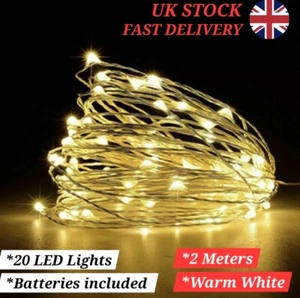 Lichterkette Micro Reis Kupferdraht Weihnachtslicht 20 LED batteriebetrieben - Bild 1 von 15