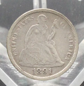 HERMOSA MONEDA DE DIEZ CENTAVOS LIBERTAD SENTADA 1891 EN BUEN ESTADO. - Imagen 1 de 2