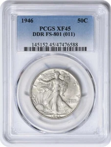1946 Walking Liberty Silver Half Dollar DDR FS-801 EF45 PCGS - Picture 1 of 2