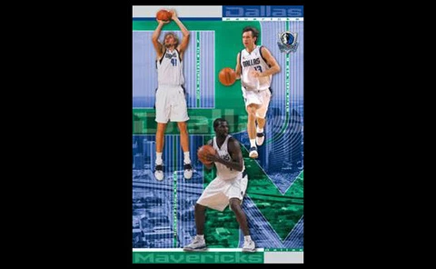 Rare DALLAS MAVERICKS 2002 POSTER - Steve Nash, Michael Finley, Dirk Nowitzki Cover