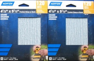 2 Stück! Norton - 4-1/2 x 5-1/2 Zoll Klemmblätter 120er Körnung - insgesamt 8 Blatt - Bild 1 von 1