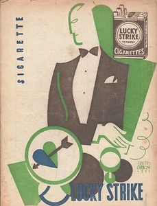 WERBUNG 1933 LUCKY STRIKE E. CARBON FUTURISMUS ZIGARETTEN MANN PFEIL HERZ  - Bild 1 von 1