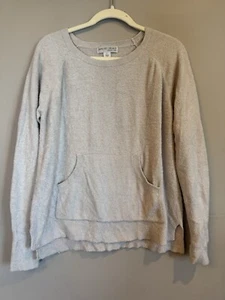 Barefoot Dreams Cozy Chic Light Beige Crew Neck Sweatshirt Large Pocket - Picture 1 of 3