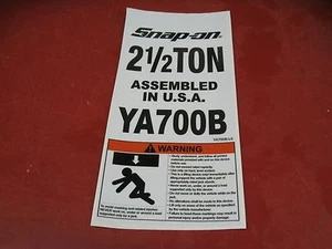 Snap on Tools YA700B-LO Safety Label Sticker for YA-700B Floor Jack - Bild 1 von 5
