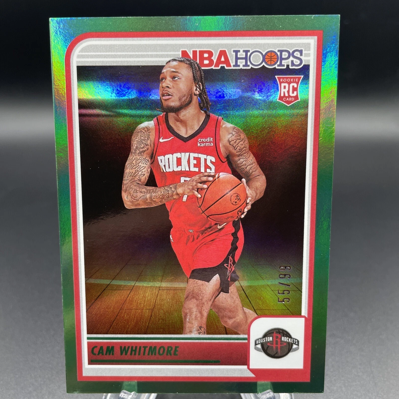 2023-24 NBA Hoops Basketball Cam Whitmore Green /99 #265 Houston Rockets