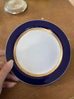 Vtg Florencia Chile Porcelain Dessert Plate Cobalt Blue Gold Trim
