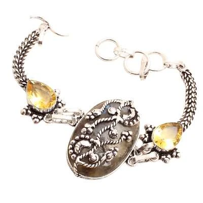 Labradorite Edelstein Versilbert Armband Handmade Schmuck Geschenk 22 G BR-0714 - Bild 1 von 3