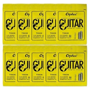 10 Packs of 6pcs Orphee TX630 Acoustic Guitar Strings 11-52 75/25 Bronze A3G8 - Picture 1 of 11
