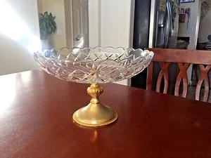 SIGNIERTE VAL ST LAMBERT KRISTALLSCHALE MIT FUSS KOMPOTT HERZSTÜCK 9 3/4" VINTAGE GEBRAUCHT, IN EINWANDFREIEM ZUSTAND - Bild 1 von 9