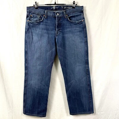 7 For All Mankind Jeans Mens Sz 34 A Pocket Straight Relaxed Button Medium Wash - Image 1 of 4