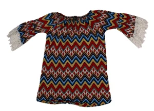 Win Win Womens Multicolor Off Shoulder Half Sleeve Lace Semi Sheer Tunic Top S-M - Picture 1 of 7