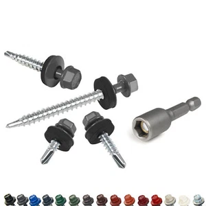 Trapezblechschrauben Selbstbohrschrauben mit EPDM Dichtscheibe 4,8x35mm 25 55 70 - Bild 1 von 23