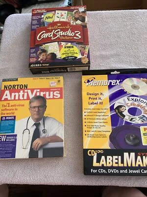 Rare Hallmark Card Studio 3 Deluxe, Norton Anti Virus & Label Maker All New - Image 1 of 4