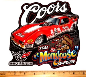 EXTRA LARGE Tom MONGOOSE McEwen 1984 COORS Red CORVETTE Sticker Decal V1 - Picture 1 of 2