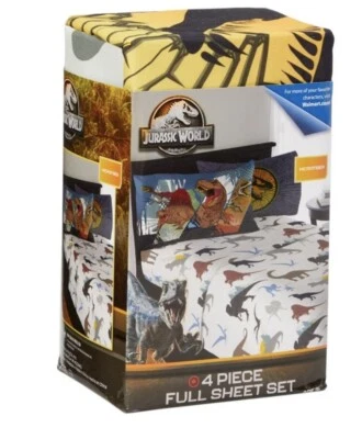 Jurassic World Universal 4 Piece Full Sheet Set, Dinosaurs - Image 1 of 4