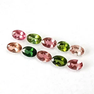 Pink Green Tourmaline,Multi Colored Tourmaline Ovals Facet Lot,10Pcs,3.98 Cttw. - Picture 1 of 5