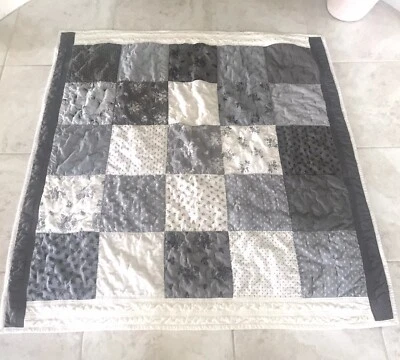 Лоскутное одеяло ручной работы серое белое пляжное прибрежное лоскутное одеяло НОВОЕ - Изображение 1 из 4