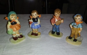 Lote de 4 Estatuillas Vintage Gales Japón Niño y Niña Cerámica Jardín Jardinero - Imagen 1 de 12
